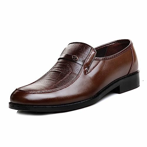 Weiße Schuhe Herren Anzug Tanzschuhe, bequem, rutschfest, Loafer, Kleid, Lederschuhe, Arbeit, Büro, Herren-Lederschuhe mit runder Zehenpartie Herren Schuhe Ledersohle (Black, 38)