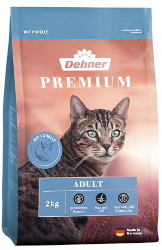 Dehner Cibo per gatti di alta qualità, senza cereali, per gatti adulti, trota, 2 kg