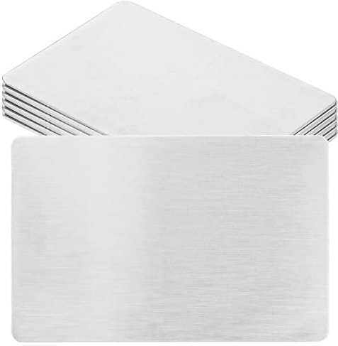 MUXHEL 10 Stück 86 x 54mm Metall Visitenkarten Rohlinge, 0.9mm dick Gravierte Visitenkarte, Edelstahl Rohlinge Namenskarte Lasergravierte Visitenkarte, Visitenkarten Blanko für DIY Laserdruck Gravur