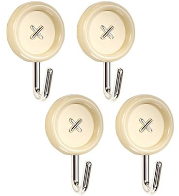 Koomuao Jumuao 4 Stück klebehaken haken,Handtuchhalter ohne Bohren,Kleiderhaken Kinder,Wandhaken Kinderzimmer,wasserdicht Duschhaken,Handtuchhaken stilvolle für Bad und Küche (Beige)