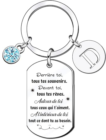 KJKJKJ 26 Lettre A - Z Porte-Clef, Cadeau Original Pour Femme Homme, Anniversaire, Motivation - Cadeaux Pour Les Amis (D)
