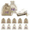 Vordpe 12 saquitos vacíos de lavanda, pequeños saquitos para rellenar, bolsas de yute con cordón, algodón y lino, joyas para boda, especias y hierbas