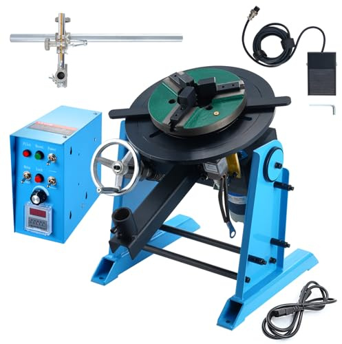VEVOR Rotary Welding Positioner 66LBS / 30KG, 0-90° Welding Positioning Turntable Table 1-12RPM 80W, with 12.4 Inch 3-Jaw Lathe Chuck & Welding Torch Stand Holder for Cutting, Grinding, Assembly