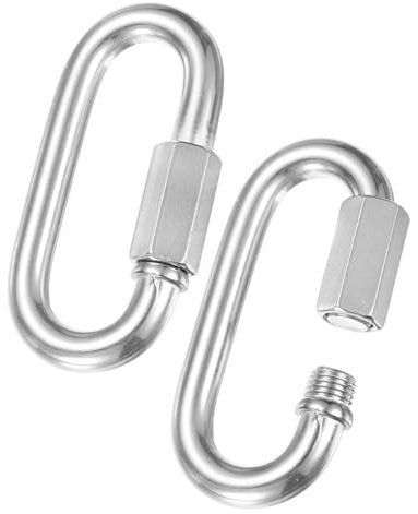 M METERXITY 2-Pack Quick Chain Link Connector, M12 1/2 304 Stainless Steel D-Shape Locking Repair Chain Links for Swing/Camping/Hiking/Backpack, Twist Key Ring Screw Chain Link [Silver]
