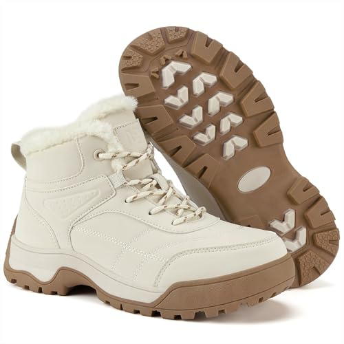 Qiucdzi Bottes de neige pour femme chaudes et antidérapantes doublées de fourrure idéales pour l'hiver et la marche
