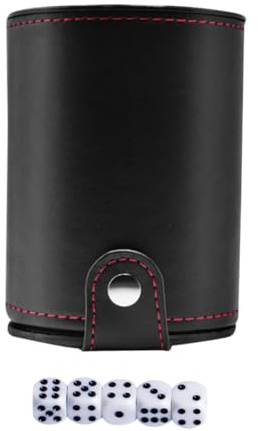 FUNNETOYU Juego De Vasos para Dados Vasos Apilables para Dados Negro PU