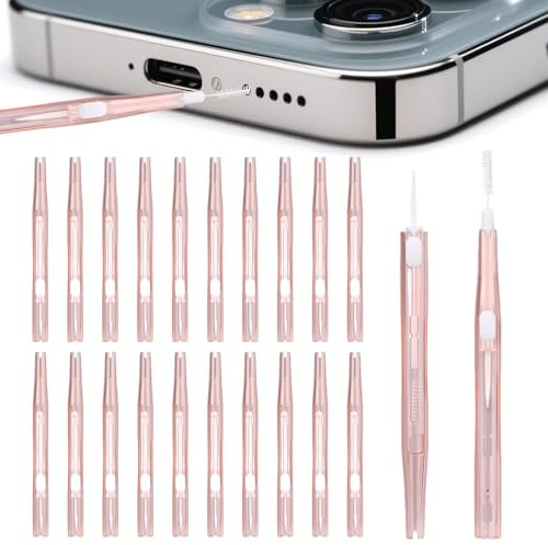 20st Mobiltelefon Rengörings Set, Anti-Täppning Dubbelsidig Rengöringsborste för USB C Laddningsport Borst och Krok Rengörare för Telefonhögtalare Mottagare Hörlurar (Rosa)