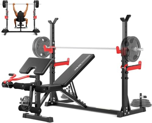 YOLEO Banco de Pesas Ajustable - Banco de musculación plegable para gimnasio en casa, Banco de trabajo de alta resistencia, banco abdominal inclinado/declinado