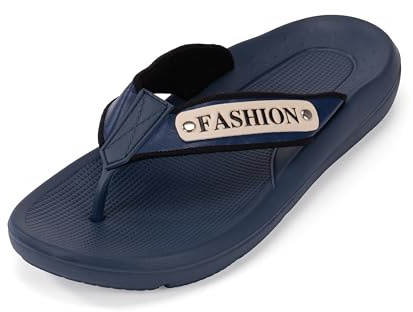 CLEIKES Sandali Estivi Uomo Infradito Antiscivolo Ciabatte da Spiaggia con Suola Spessa Ergonomica per Doccia Tempo Libero（Blu Scuro, 42 EU, MEI250445-0）