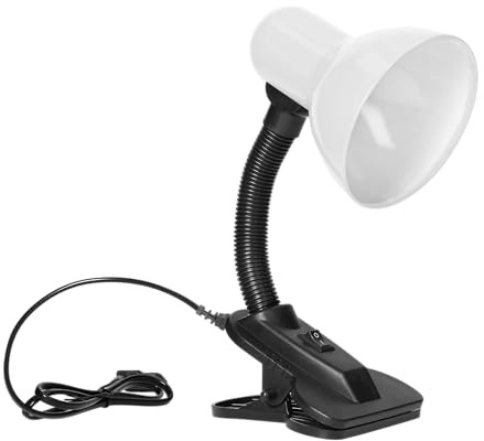 Miratic Schreibtischlampe mit Klemme E27 LED | Flexible Klemmleuchte Arbeitsleuchte mit Schwanenhals (weiß)