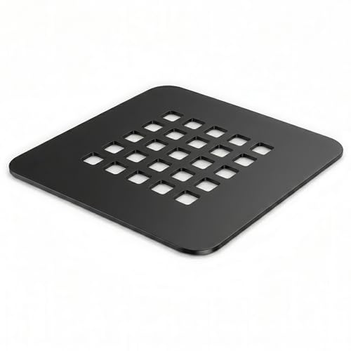 Rejilla Desagüe Ducha Cuadrada 125x125mm Acero INOX FLUVIA (Lacado Negro)