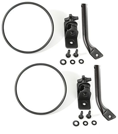 Rugged Ridge 11025.21 Textured Black Pair Stubby Trail Mirror, Round, Pair, Black 97-18 Jeep Wrangler TJ, LJ and JK
