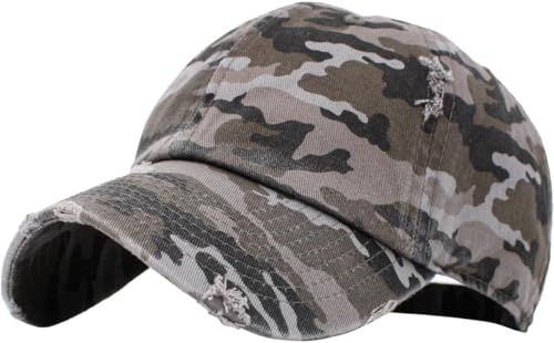 KBETHOS Vintage gewaschen Distressed Cotton Dad Hut Baseball Cap einstellbar Polo Trucker Unisex Style Headwear (Vintage) schwarz Camo einstellbar