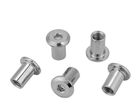 Écrous Hexagonaux Plats, M6 M8 Écrous Plats Écrous Hexagonaux à Tête Ronde en Fer Nickelé Écrous Hexagonaux à Six Pans Creux(M6*15 50PCS)