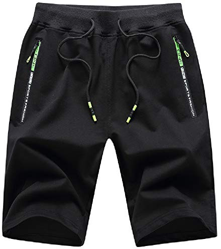 JustSun Pantalones Cortos Hombre Deporte Shorts Running con Cremallera