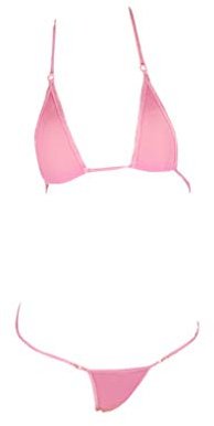 LinvMe Women's Extreme Sexy Hot Silk Micro Bikinis Set Mini Thong Swimwear Pink