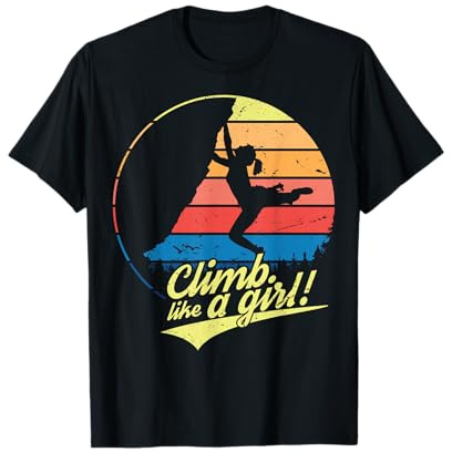 Climb Like a Girl Retro Rock Climbing Motivazione Maglietta