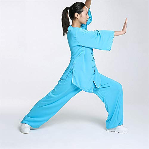 FJJLOVE Tai-Chi-Uniform, Frauen Chinese Traditionelle Kleidung Kung Fu Anzüge Kampfsport Sets Für Shaolin Wing Chun,Blau,L