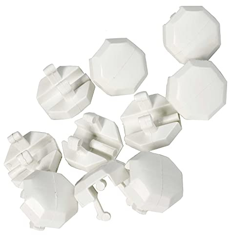 JCP 10 x Bouchons d'évacuation de fenêtre ronds blancs en UPVC avec face octogonale pour fenêtres et portes