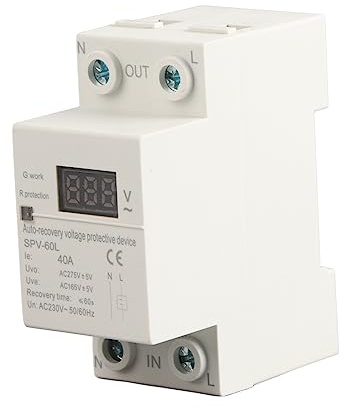 Spänningsskyddsenhet 40A Överspänningsskydd Enfas 50-60Hz med automatisk spänningsreglering SVP 60L tvåtråds överspänningsprotektor för hushåll och industri