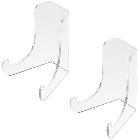 GORGECRAFT 2Pcs 3 Inches Clear Flat Back Acrylic Plate Easel Display Stands Holders Picture Frame Book Stand for Display Decoration, Challenge Medals, Photo, Baseball Sports Trading Cards