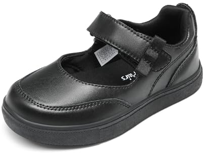 DREAM PAIRS Kids Girls Mary Jane Sneakers Strap Toddler Little Girls School Shoes Soft Walking Party Flat Shoes,Size 9 Little Kid,Black,SDFS2323K