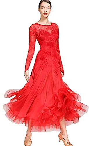 Abito da gara da ballo da sala. Waltz Foxtrot Standard Ballroom Lady Abito ricamato valzer