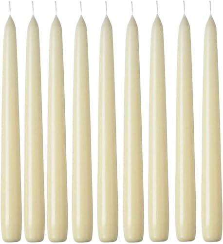 1ABOVE 50 Pack Tapered Dinner Candles | Unscented - Slow Burning Candles | Multi-Purpose | Smokeless Candles (Ivory)