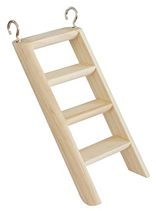 XEYYHAS Échelle en bois naturel avec crochets - Pont d'escalade pour furets, chinchillas et petits lapins - Connexion facile à une cage métallique - Jouet échelle pour hamster