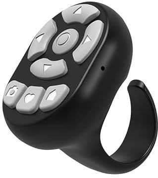 Mini Mando a Distancia para Teléfono Móvil, Control Remoto Compatible con Bluetooth, Volteador de páginas de Libros Electrónicos, Anillo de Desplazamiento para Android y App le para TIK Tok (Negro)