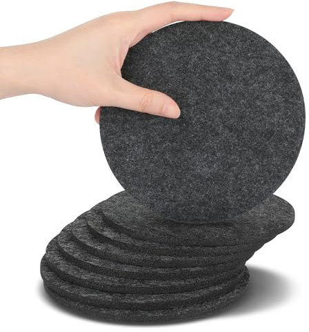 SOSMAR 8 Felt Coasters Plant Coaster Felt Mat for Pots/Glasses/Vases, Plant Pot Mat for Gardening, Indoor, Table Protector Table Mats 15cm/ Grey