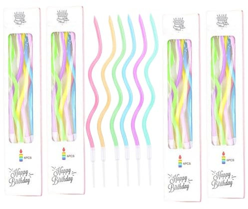 BOBOZHONG Candele a Spirale, 24 Pezzi per Torta Compleanno, Decorazioni Multicolore per Bambini, Adulti e Baby Shower