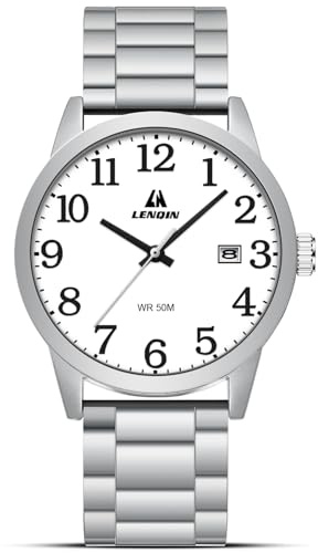 LN LENQIN Reloj Hombre Relojes Acero Inoxidable para Hombre Reloj Cuarzo Analógico Relojes Pulsera para Hombre A Prueba Agua Reloj para Hombres Moda para Hombres Diseño con Fecha