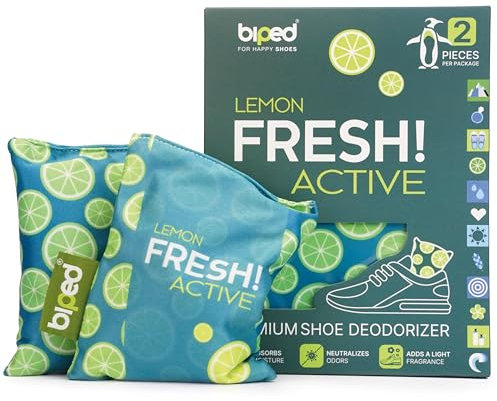 biped FRESH! ACTIVE – Deodorante per scarpe con carbone attivo di bambù – cuscino profumato o versione PURE senza oli – contro sudore e cattivi odori, effetto asciugante z2926(LEMON)