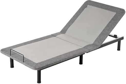 Beliani Somier articulado eléctrico 80 x 200 cm Mando a Distancia Incluido 4 Alturas de Patas Hierro poliéster Gris Brunoy