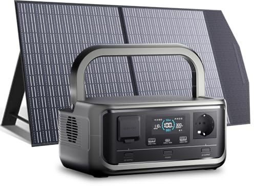 ALLPOWERS VOLIX P300 Tragbare Powerstation mit Solarpanel SP027 100W, 256Wh LiFePO4 Akku Solargenerator mit Solarpanel, 300W Wechselstrom, PD100W USB-C Anschluss, App Steuerung für Camping und Reisen