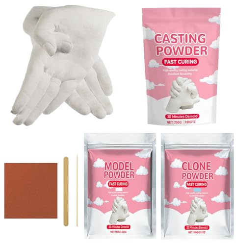 Gjutpulver för stämpling | 100 g snabbhärdning vattenaktiverad - manuell modellering kritpulver kit | för par och familjer, konstprojekt, födelsedagar och alla