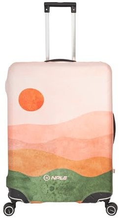 Custodia Protettiva per Valigie in Tessuto, Disponibile in Nero/Verde/Multicolore, Misure M (65cm) e L (75cm), con Chiusura a Zip ed Elastico (Moon Sand Multicolor, Large-75cm)