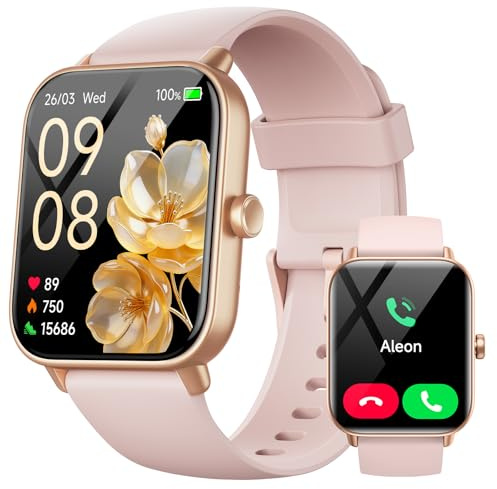 Smartwatch Damen mit Telefonfunktion,1.8 Smart Watch Fitnessuhr mit Whatsapp und Alexa,Herzfrequenz Schlafmonitor,120+ Sportmodi Fitness Tracker,IP68 Wasserdicht Uhren Damen für Samsung/Android/iOS