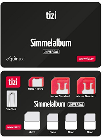 tizi Simmelalbum Universal - Praktisches SIM Karten Sammelalbum (SIM Organizer) mit SIM Adaptern und SIM Auswurf-Pin