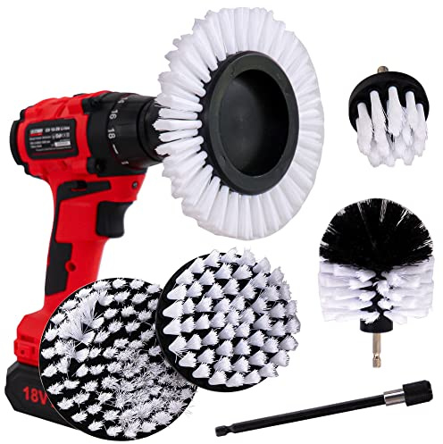 WERKFIX Set 6 Spazzole per Trapano Elettrico. Set di Spazzole Morbide per Pulizia Piastrelle Pavimenti Cucina Bagno Doccia Macchie. kit di spazzole per pulizia.