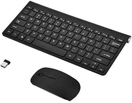 Trådlöst Tangentbord och Mus, Kombination Av Trådlös Mus och Tangentbord med Saxomkopplare, 2,4 GHz Trådlöst USB -tangentbord för Bärbar Dator, Dator, PC, Surfplatta, Stationär, IOS/OS(Svart)