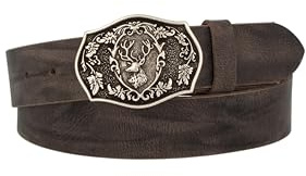 MGM Ceinture Traditionnelle avec cerf, Gris Argent Vieilli, 90 cm Mixte