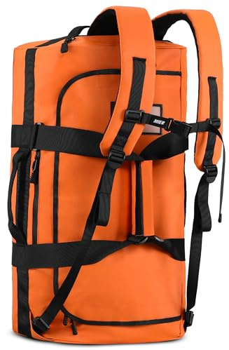 MIER 60L Water Resistant Backpack Duffle Heavy Duty Convertible Duffle Bag with Backpack Straps for Gym, Sports, Travel, Orange