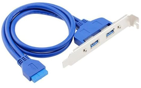 xiwai 2 puertos USB 3.0 Hub hembra panel trasero a placa base de 20 pines Cable conector de 50 cm con soporte PCI