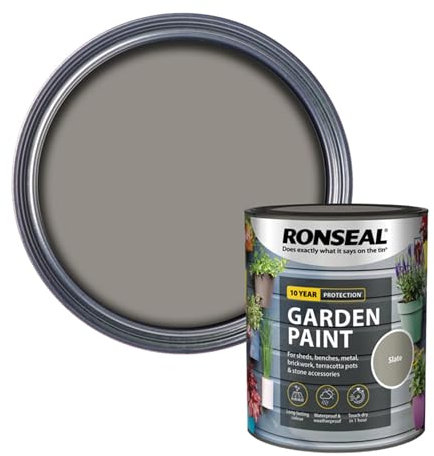 AOC24 Garden Fence Paint 750ml – Multi-Surface Exterior Paint for Wood, Brick, Metal, Stone & Terracotta – Waterproof, Resists Fading, Matt Finish for Sheds, Fences, Garden Furniture paint Slate