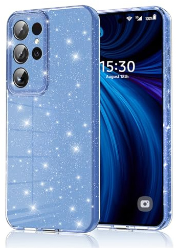 Eherui Handyhülle für Samsung Galaxy S23 Ultra 5G Glitzer, Silikon TPU Anti-Fingerabdruck Hülle,Stoßfeste Schutz Case Dünn Kratzfest und Absturzsicherung Schutzhülle für Samsung S23 Ultra,Blau