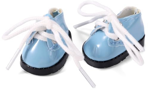 Mini Doll Shoes, 4x2.5cm/1.57x0.98in PU Leather Cute Round Toed Leather Boots Set for Doll Toy Clothing Outfit Accessories & Gifts (Blue)
