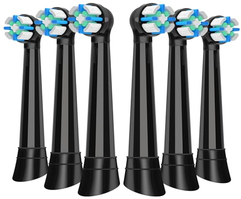 Recambio Cepillos Compatible con Oral B IO 2/3/4/5/6/7/8/9/10 Cepillos Eléctrico, Cerdas Medianas Cabezales Compatible con Oral B IO (6 Negro)