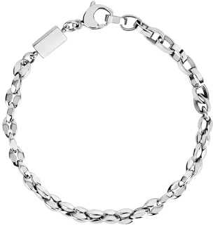 Breil, Collezione Ted Ext, Bracciale Uomo in Acciaio Lucido, Catena con Maglie Ovali e Elemento Rettangolare, Chiusura Regolabile, Lunghezza fino a 22 cm, Idea Regalo Uomo